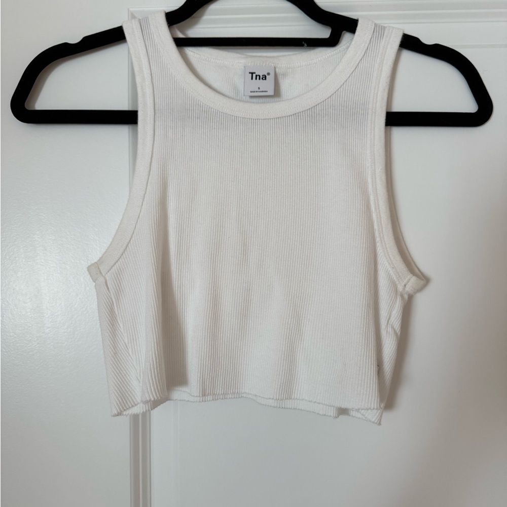 TNA Classic White Ribbed Crop Top